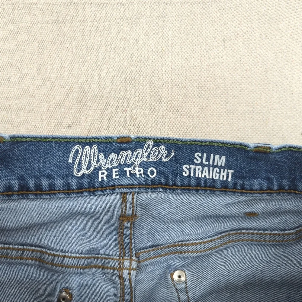Wrangler‎ Jeans Mens 30x30 Blue Retro Slim Straight Western Cowboy Stretch